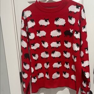 SHEIN Red Sheep Pattern Sweater Size XL
